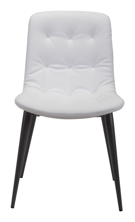 Homeroots 19.9" X 24" X 34.4" White, Leatherette, Stainless Steel, Dining Chair - Set Of 2 364480