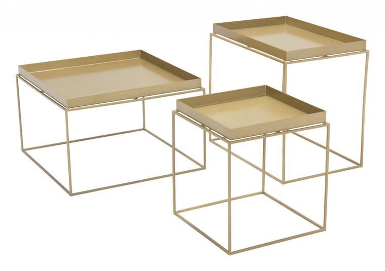 Homeroots 23.6" X 23.6" X 15.7" Gold, Steel, Nesting Table 364534