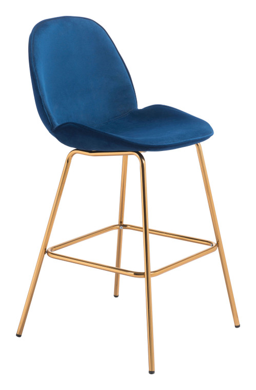 Homeroots 21.7" X 24" X 42.7" Dark Blue Velvet, Steel & Plywood, Bar Chair - Set Of 2 364553