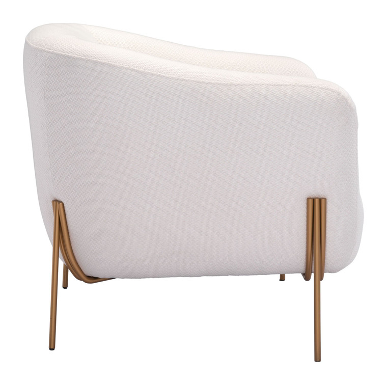 Homeroots 31.9" X 29.9" X 28" Ivory & Gold, Polyblend, Metal & Wood, Arm Chair 364558