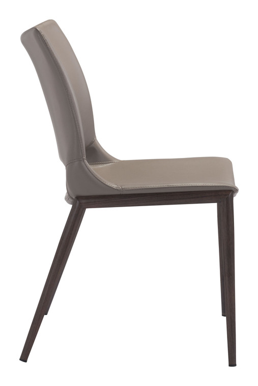 Homeroots 21.3" X 22.2" X 35" Gray & Walnut, Leatherette, Brushed Stainless Steel, Dining Chair - Set Of 2 364581