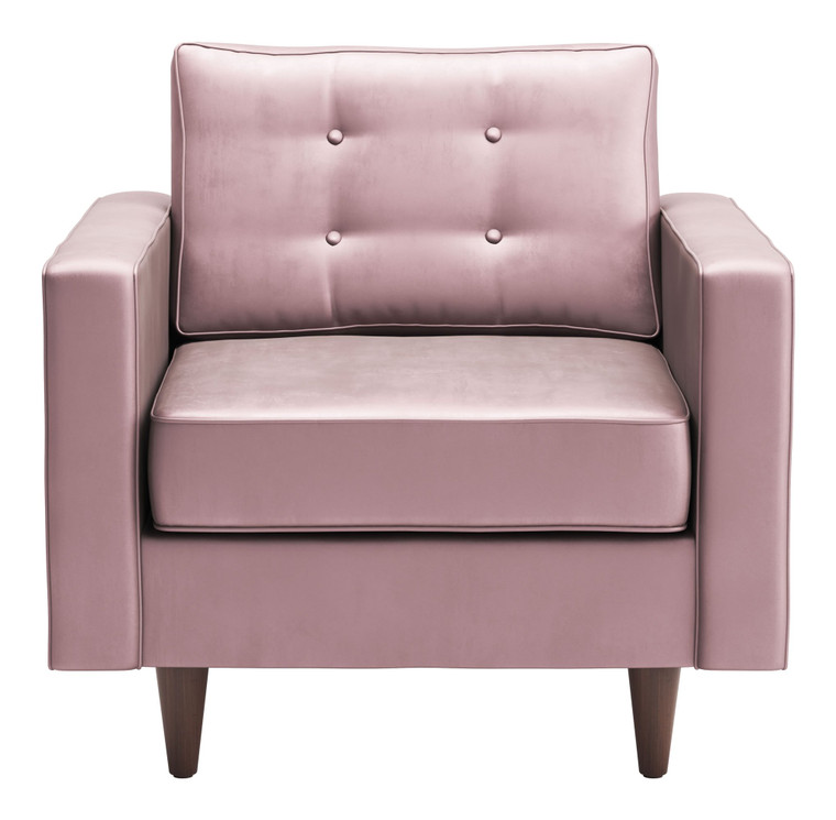 37" X 32" X 35.5" Pink Velvet, Alder Wood, Foam, Fabric & Fiber, Arm Chair 364594