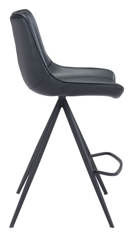 Homeroots 19.3" X 21.7" X 39" Black, Leatherette, Stainless Steel, Counter Chair - Set Of 2 364602
