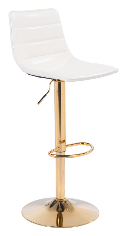 Homeroots 16.7" X 18.7" X 35" White & Gold, Leatherette, Steel & Plywood, Barstool 364623