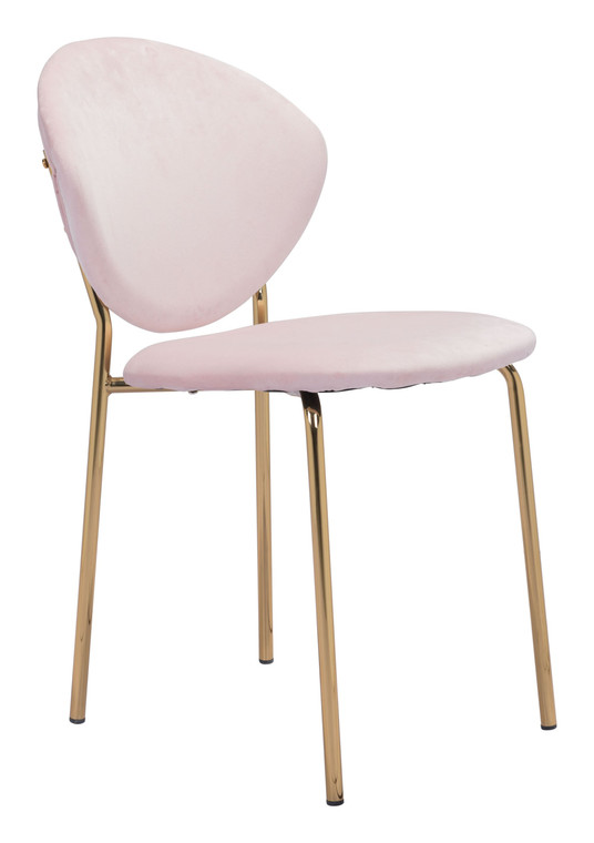 Homeroots 18.1" X 23.6" X 32.3" Pink & Gold, Velvet, Steel & Plywood, Chair - Set Of 2 364664