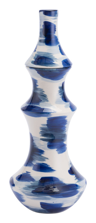 Homeroots 8.7" X 8.7" X 21.3" Blue & White, Ceramic, Large Jar 364849