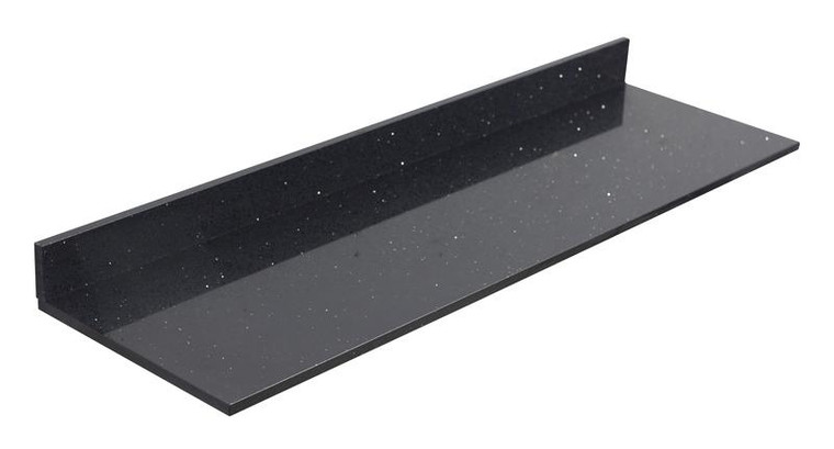 62" W 18.5" D Quartz Top In Black Galaxy Color For Wall Mount Faucet