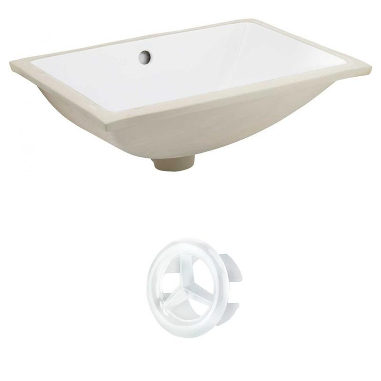 18.25" W Cupc Rectangle Undermount Sink Set In White - White Hardware