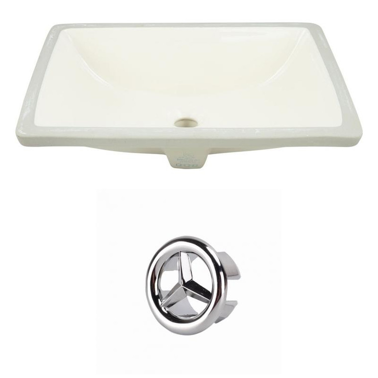 18.25" W Cupc Rectangle Undermount Sink Set In Biscuit - Chrome Hardware
