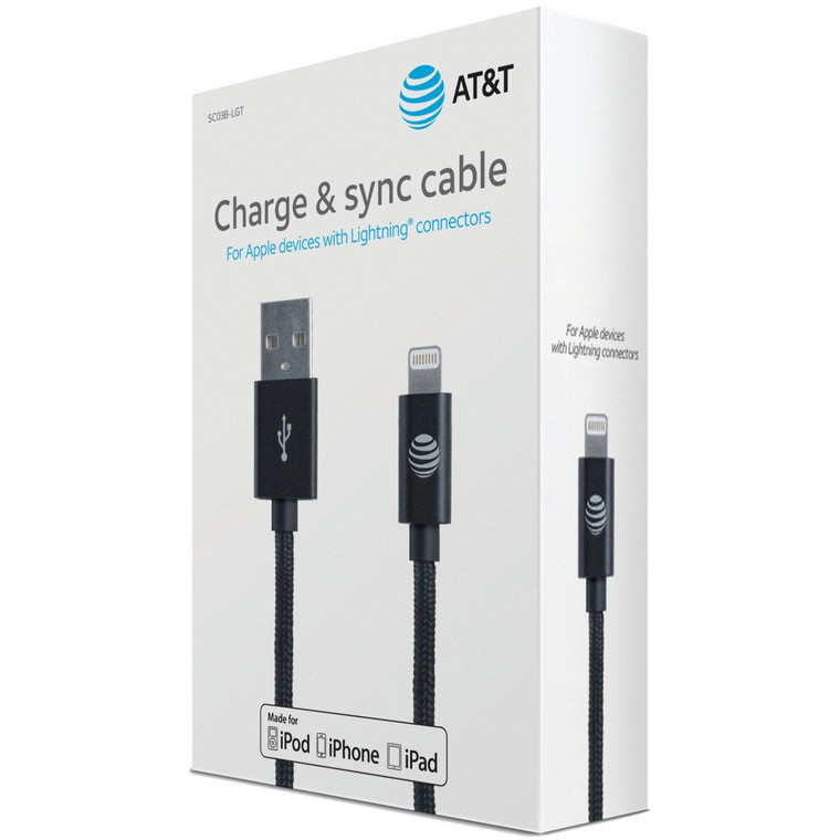 Charge & Sync Braided Usb To Lightning(R) Cable, 4Ft (Black)