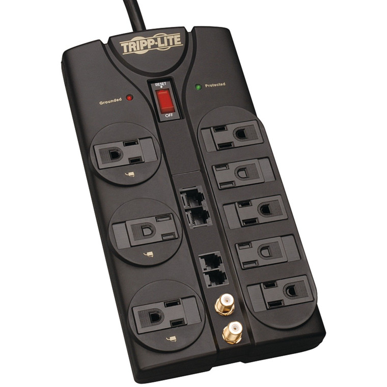 Protect It!(R) 8-Outlet Surge Protector (3,240 Joules; 10Ft Cord; Modem/Coaxial/Ethernet Protection)