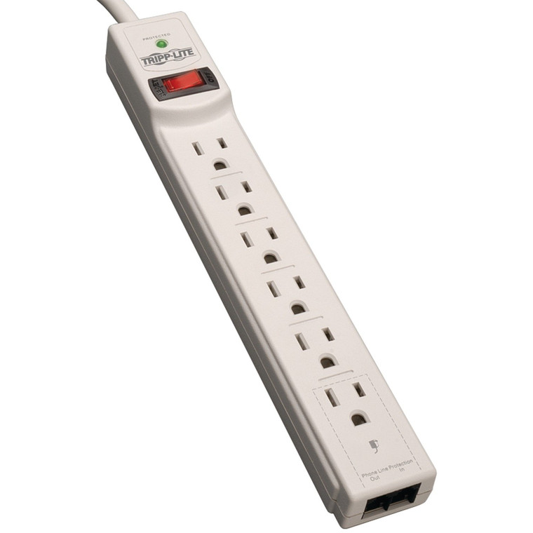 Protect It!(R) 6-Outlet Surge Protector (Telephone & Dsl Protection, 4Ft Cord)