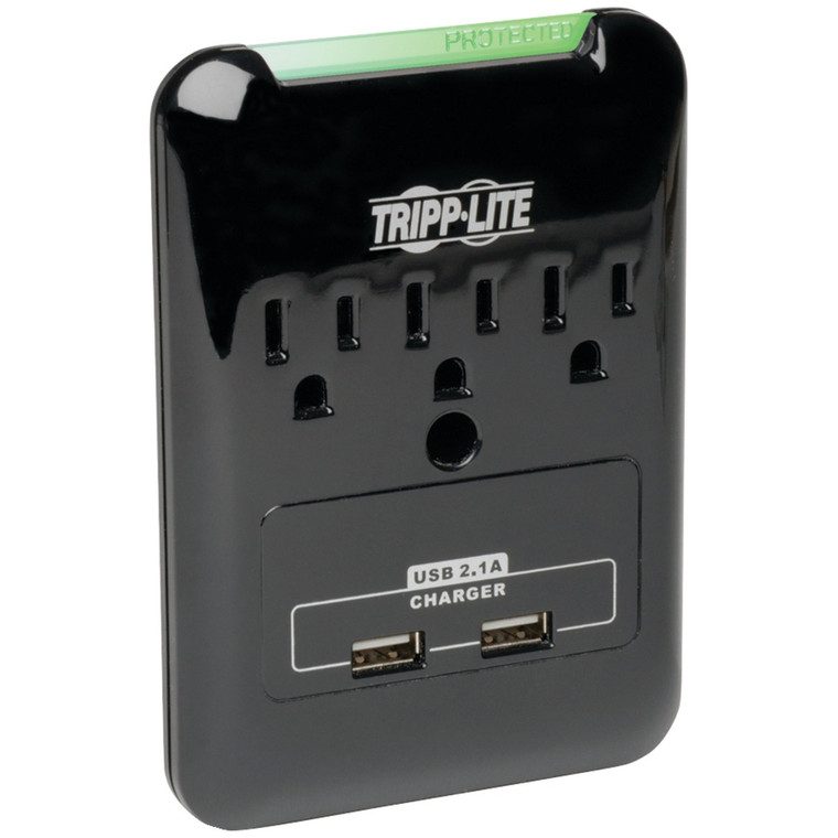 Protect It!(R) Flat-Profile 3-Outlet Surge Protector With Usb Ports