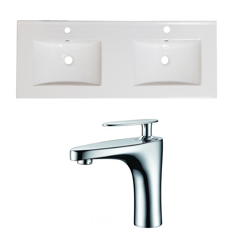48" W 1 Hole Ceramic Top Set In White Color - Cupc Faucet Incl. AI-22192