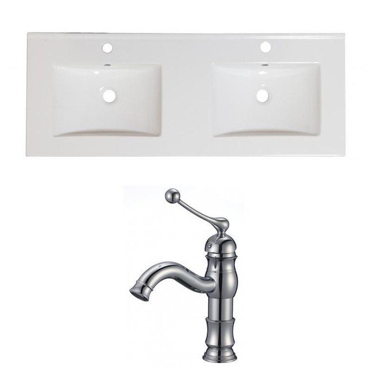 59" W 1 Hole Ceramic Top Set In White Color - Cupc Faucet Incl. AI-22221