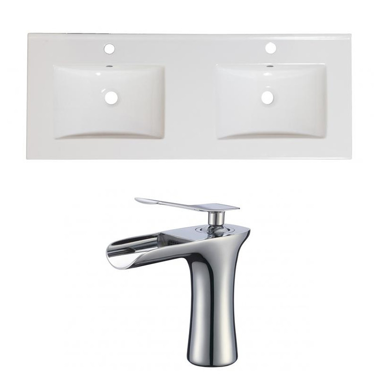 59" W 1 Hole Ceramic Top Set In White Color - Cupc Faucet Incl. AI-22222