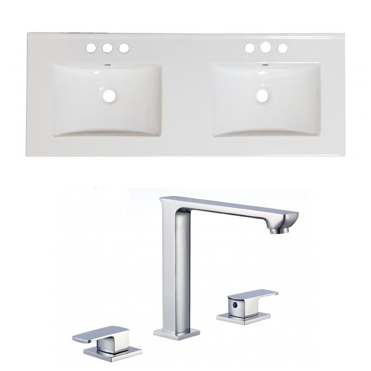 59" W 3H8" Ceramic Top Set In White Color - Cupc Faucet Incl. AI-22231