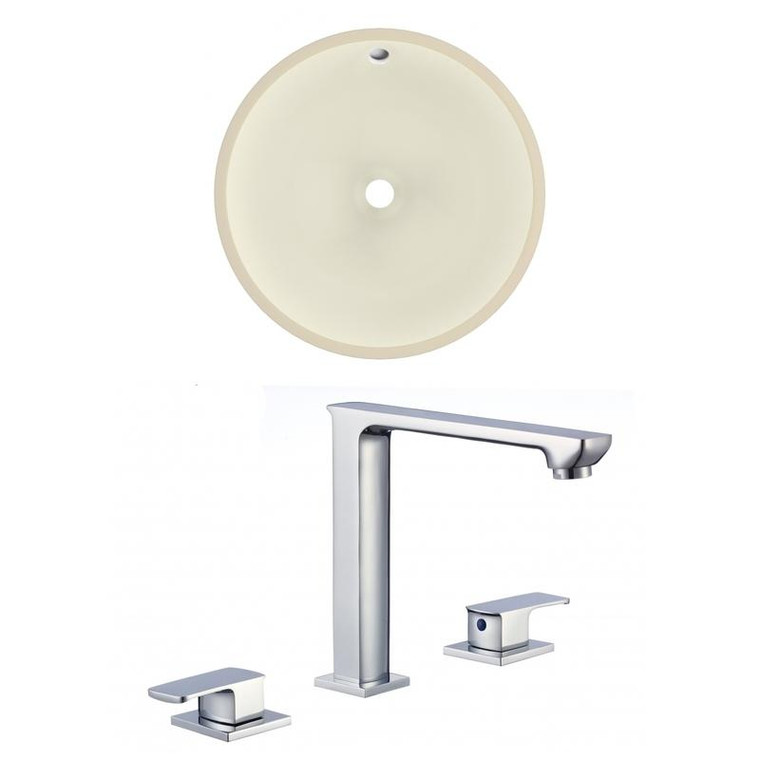 16" W Round Undermount Sink Set In Biscuit - Chrome Hardware With 3H8" Cupc Faucet