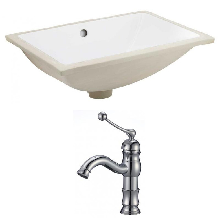 18.25" W Cupc Rectangle Undermount Sink Set In White - Chrome Hardware With 1 Hole Cupc Faucet