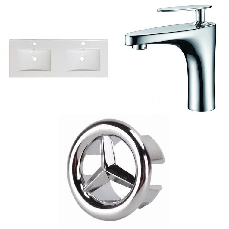 48" W 1 Hole Ceramic Top Set In White Color - Cupc Faucet Incl. AI-24141