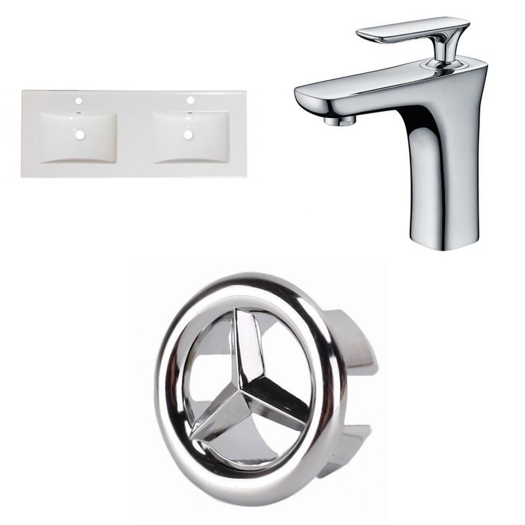 59" W 1 Hole Ceramic Top Set In White Color - Cupc Faucet Incl. AI-24181