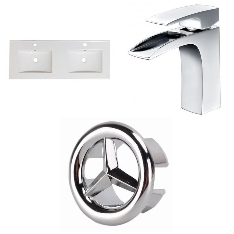 59" W 1 Hole Ceramic Top Set In White Color - Cupc Faucet Incl. AI-24182