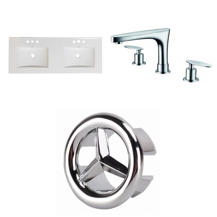 59" W 3H8" Ceramic Top Set In White Color - Cupc Faucet Incl. AI-24187