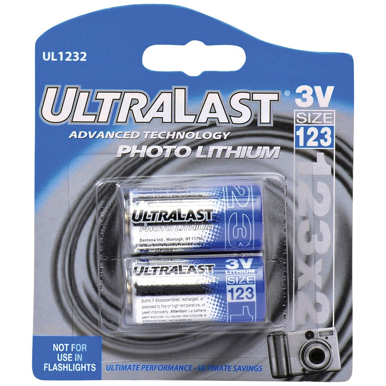 Ul1232 Cr123-A 3-Volt Photo Lithium Batteries, 2 Pk