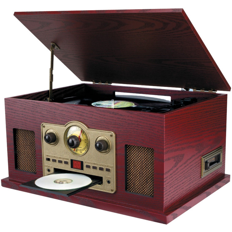 Nostalgia 5-In-1 Turntable/Cd/Radio/Cassette Player With Auxiliary Input