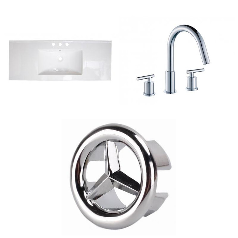 48" W 3H8" Ceramic Top Set In White Color - Cupc Faucet Incl. AI-24491