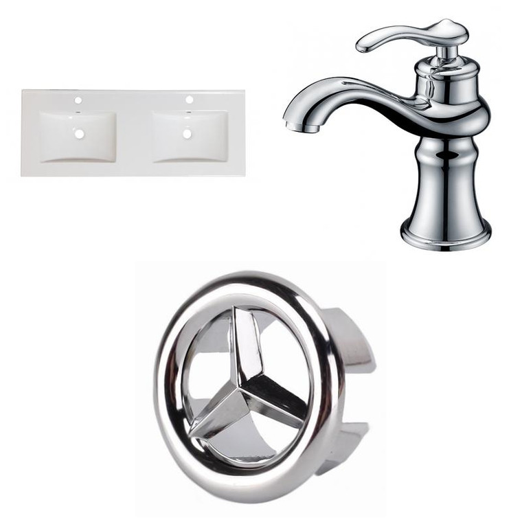 48" W 1 Hole Ceramic Top Set In White Color - Cupc Faucet Incl. AI-24505