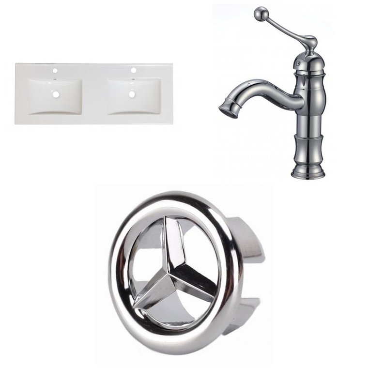 48" W 1 Hole Ceramic Top Set In White Color - Cupc Faucet Incl. AI-24509