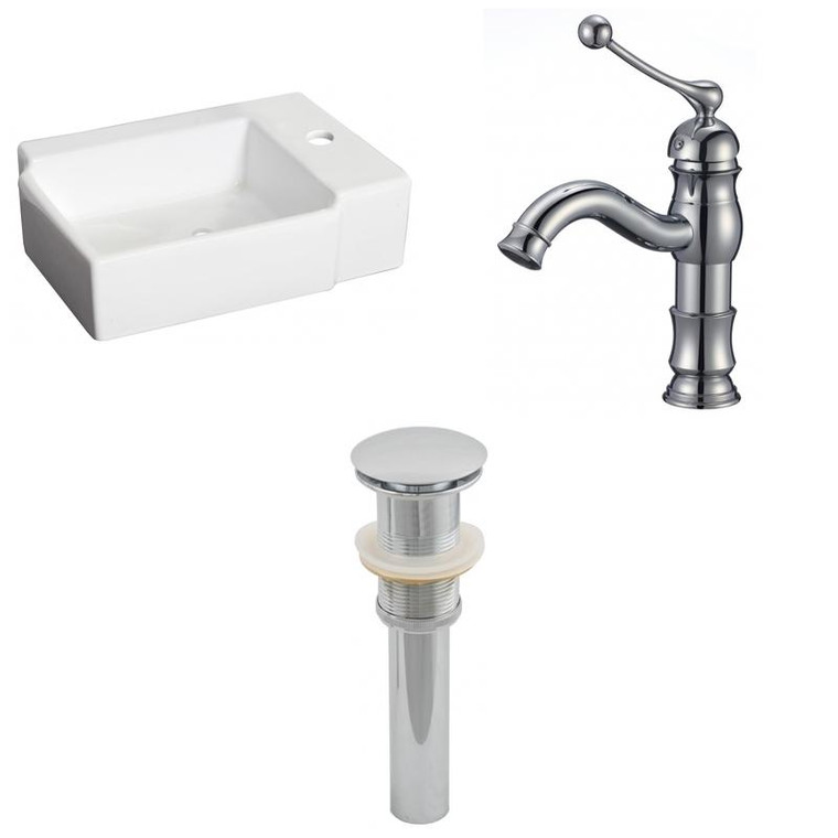 16.25" W Above Counter White Vessel Set For 1 Hole Right Faucet - Faucet Included
