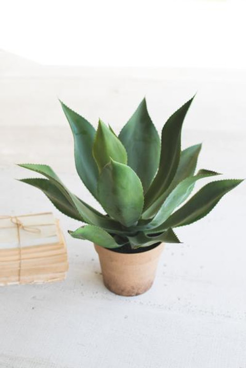 Artificial Agave In A Painted Plastic Pot CYF1225 By Kalalou