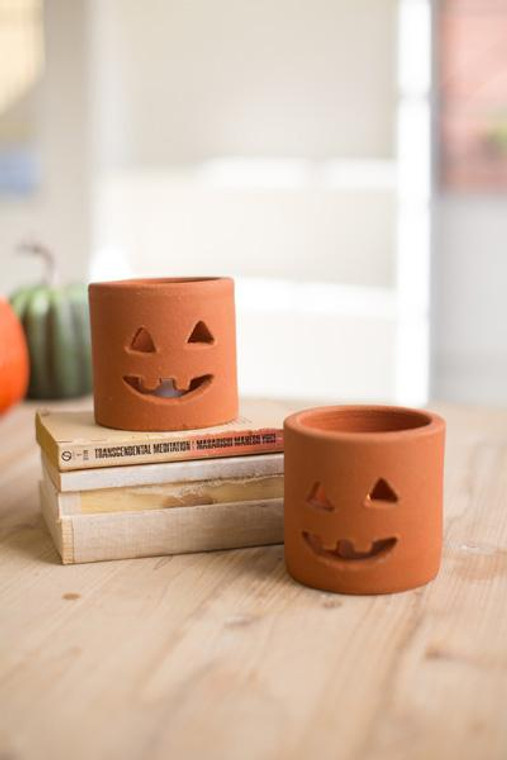 Small Terracotta Jack O Lantern (Pack Of 6) H3644 By Kalalou