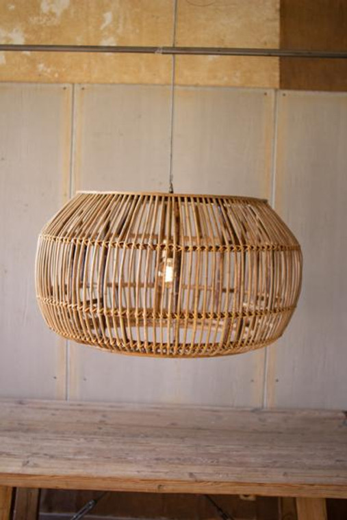 Large Round Bamboo Pendant Light NMP1070 By Kalalou