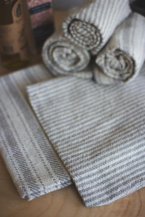 Set Of Six Grey Cotton Napkins - 3 Each Design NRV2033 By Kalalou