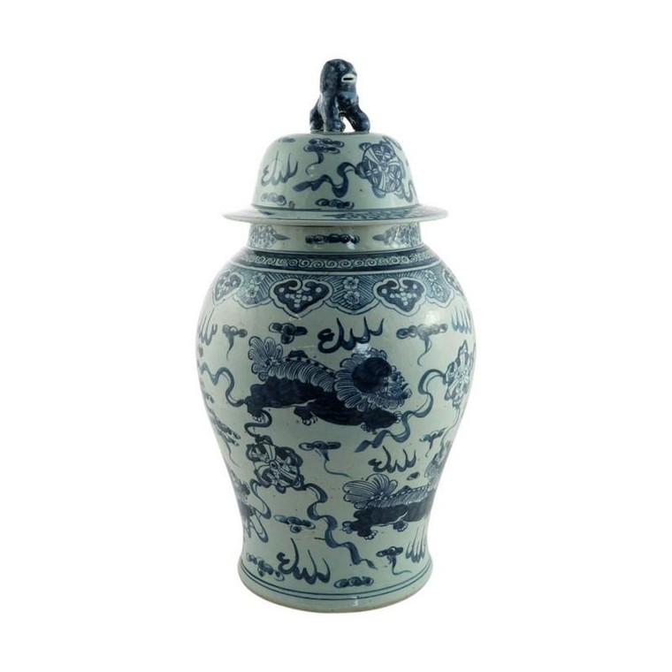 Blue & White Temple Jar Foo Dog 1210 By Legend Of Asia
