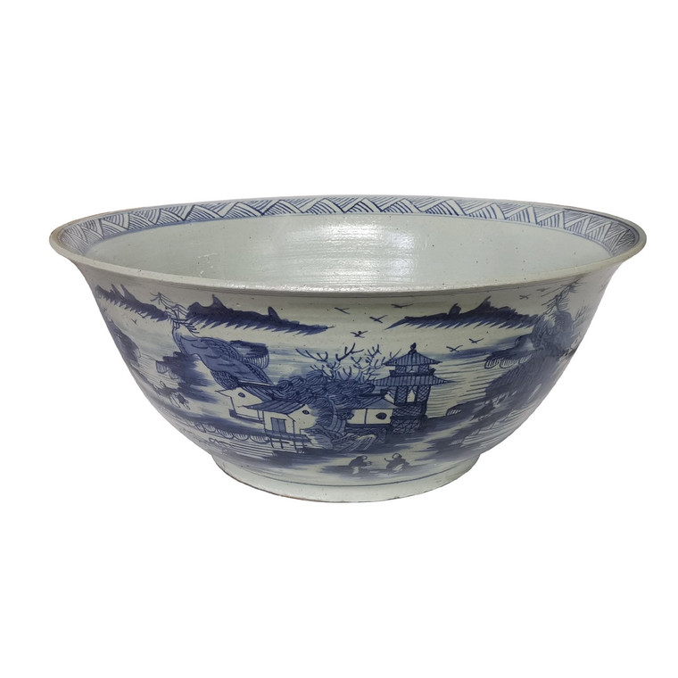 Large Dynasty Porcelain Bowl Landscape Motif 1216 By Legend Of Asia