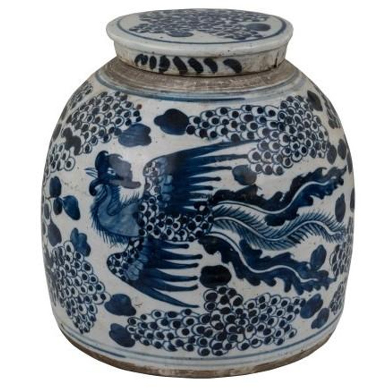 Vintage Ming Jar Phoenix Motif - Large 1217B-L By Legend Of Asia
