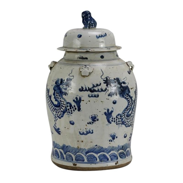 Vintage Temple Jar Dragon Motif - Large 1218E-L By Legend Of Asia