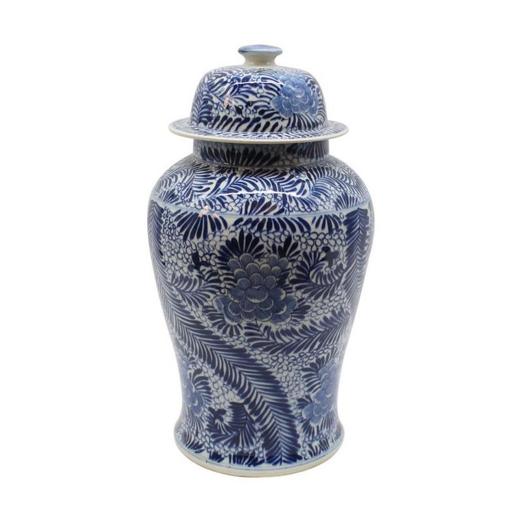 Blue And White Blooming Flowers Porcelain Temple Jar 1238