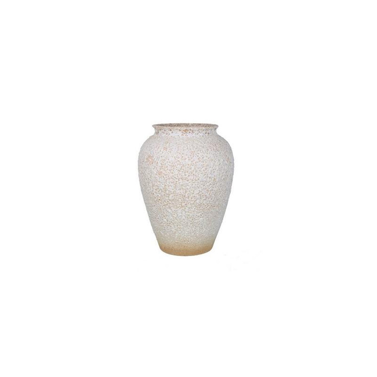 Weathered White Crackle Jar - Medium 1283B By Legend Of Asia