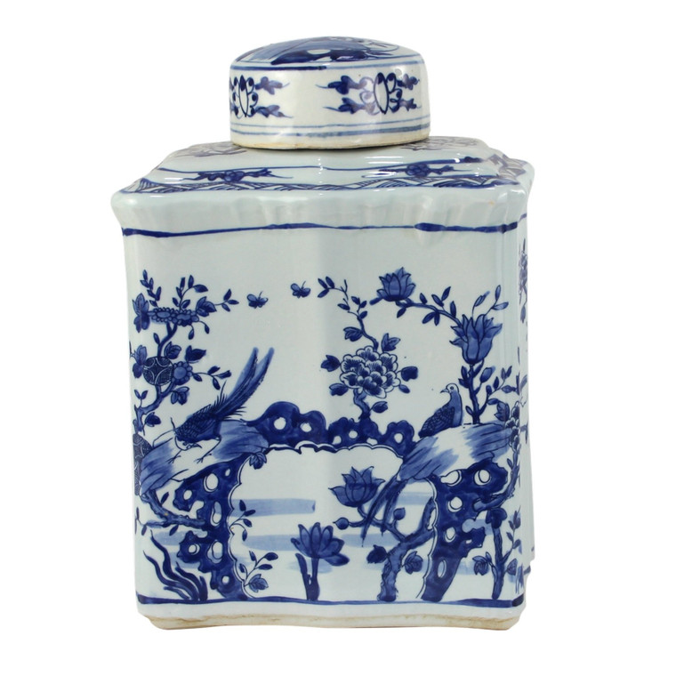 Bw Curved Tea Jar Bird Floral Design 1304A By Legend Of Asia