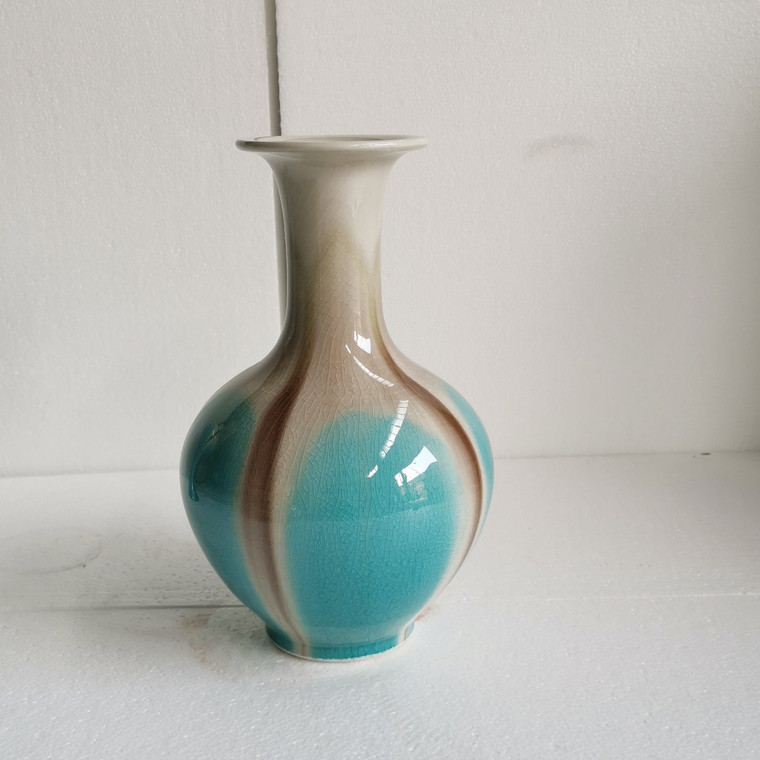 Blue Reaction Glazed Ballon Vase 1332A By Legend Of Asia