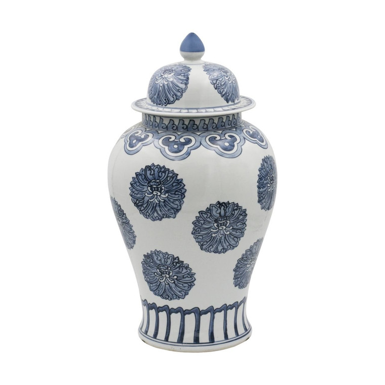 Blue And White Multi Flowers Porcelain Temple Jar 1374 By Legend Of Asia