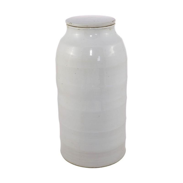 Busan White Flat Lidded Porcelain Jar Tall 1442T By Legend Of Asia