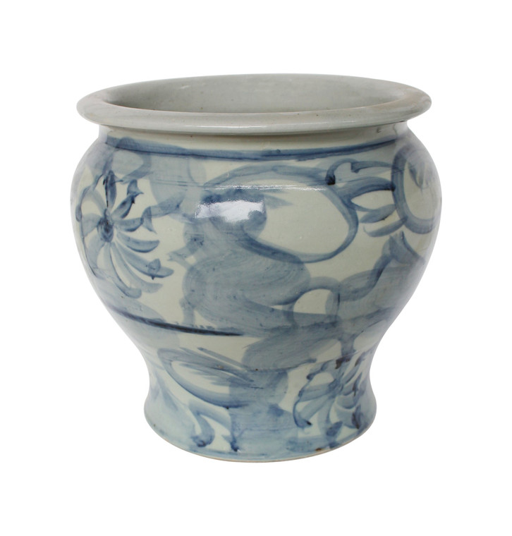 Blue And White Porcelain Silla Flower Pot 1484-BW By Legend Of Asia