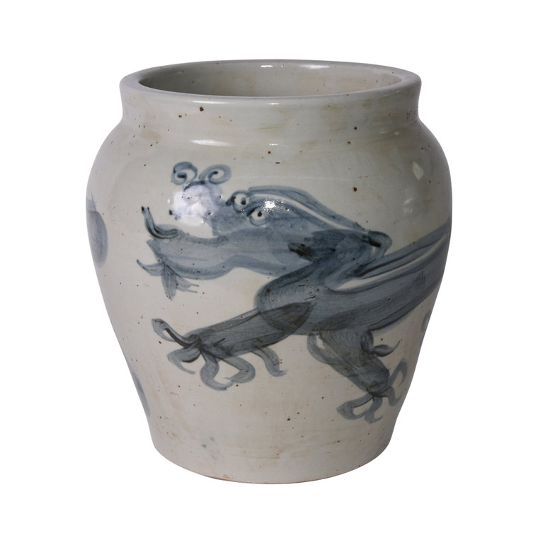 Blue And White Yuan Dragon Open Top Jar 1486-BW By Legend Of Asia