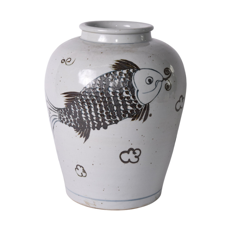 Rusty Brown Fish Open Top Jar 1558 By Legend Of Asia